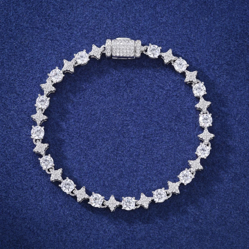 Moissanite Star Tennis Necklace or Bracelet