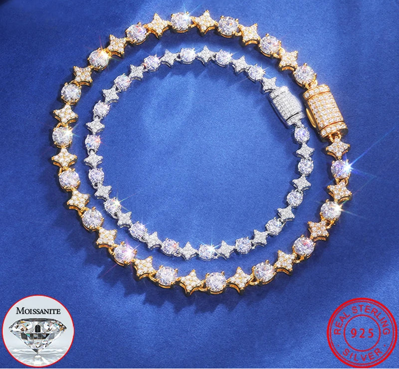 Moissanite Star Tennis Necklace or Bracelet