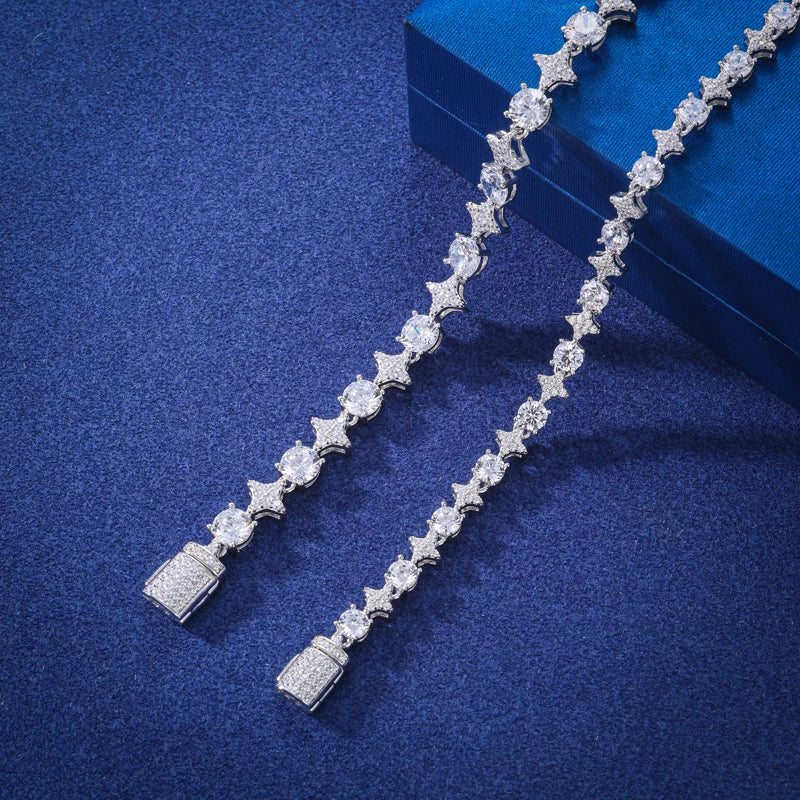 Moissanite Star Tennis Necklace or Bracelet