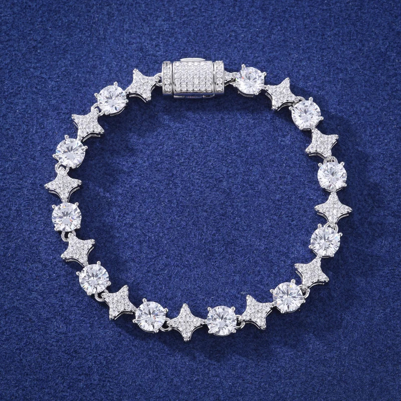 Moissanite Star Tennis Necklace or Bracelet