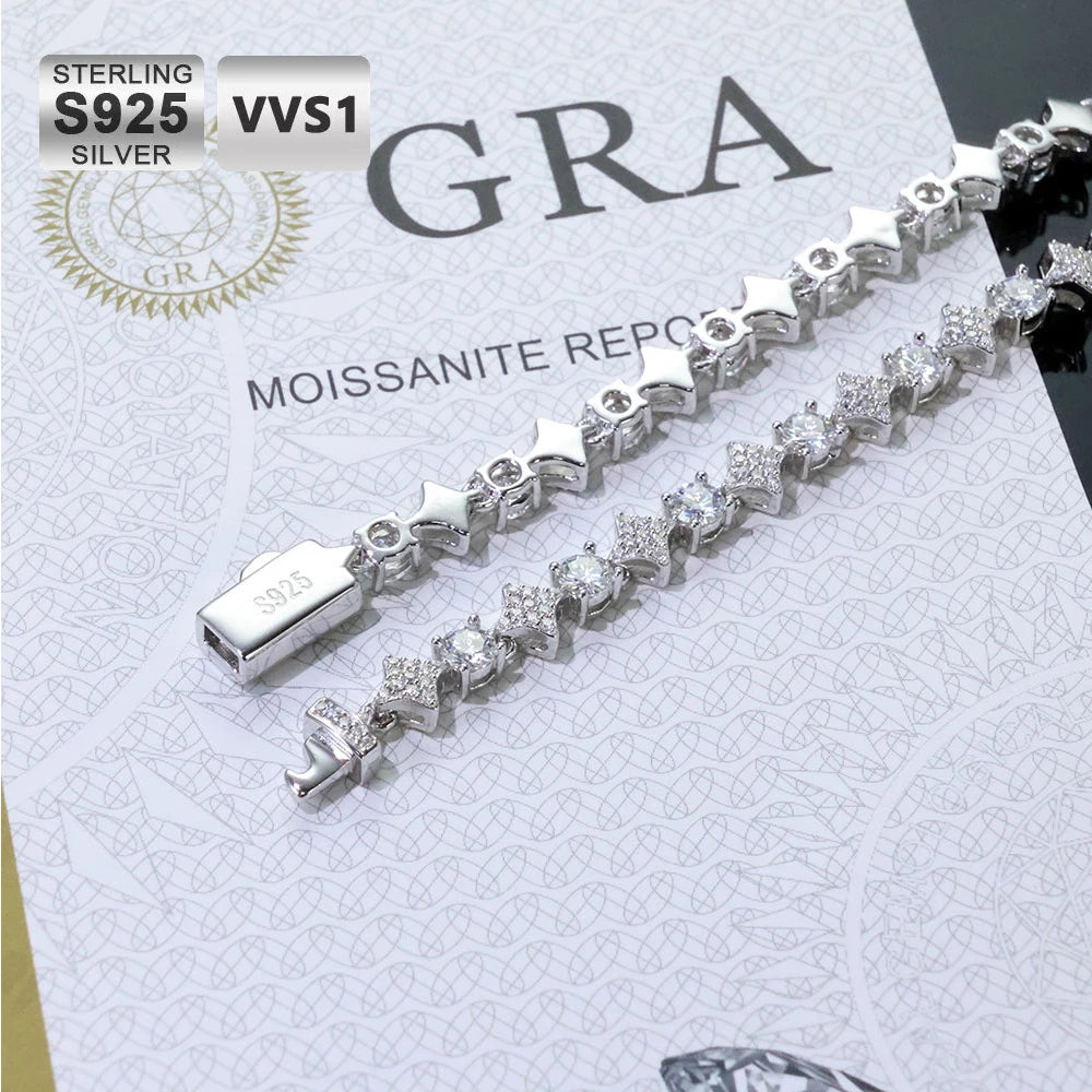 Moissanite Star Tennis Bracelet in 925 Sterling Silver