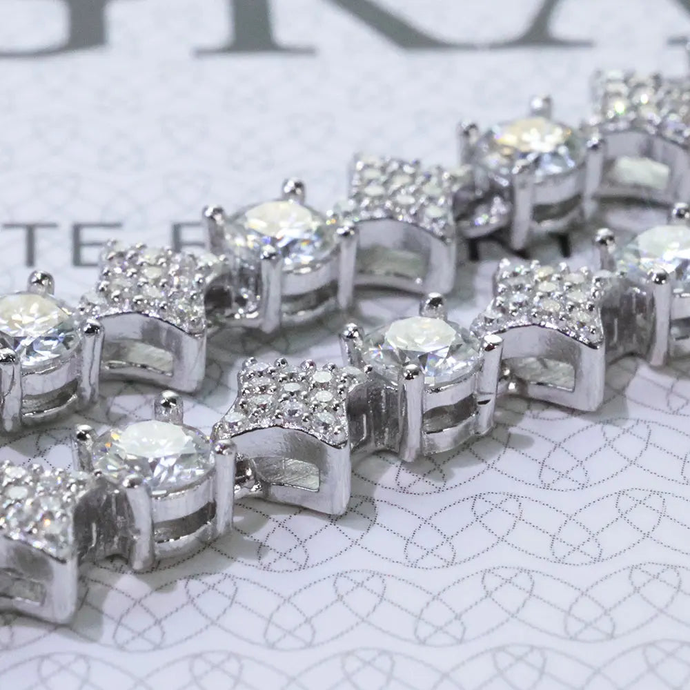 Moissanite Star Tennis Bracelet in 925 Sterling Silver