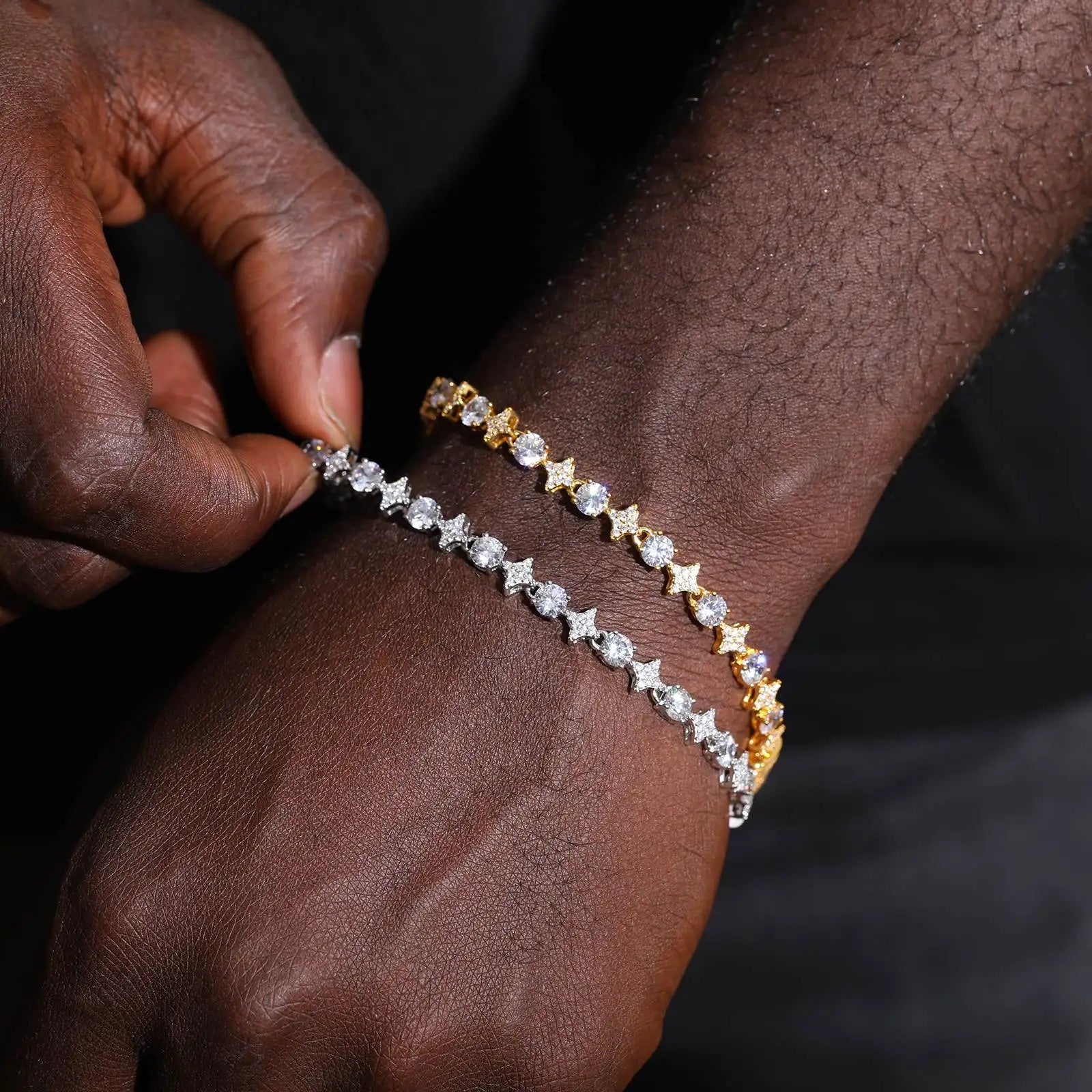 Moissanite Star Tennis Necklace or Bracelet