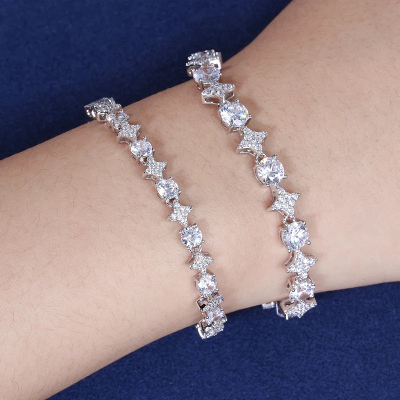 Moissanite Star Tennis Necklace or Bracelet